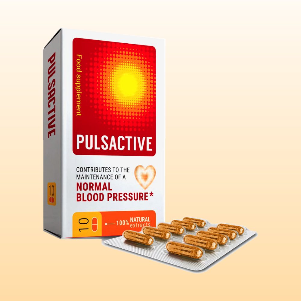 Капсули Pulsactive за нормално кръвно налягане: кутия и блистер с 10 капсули