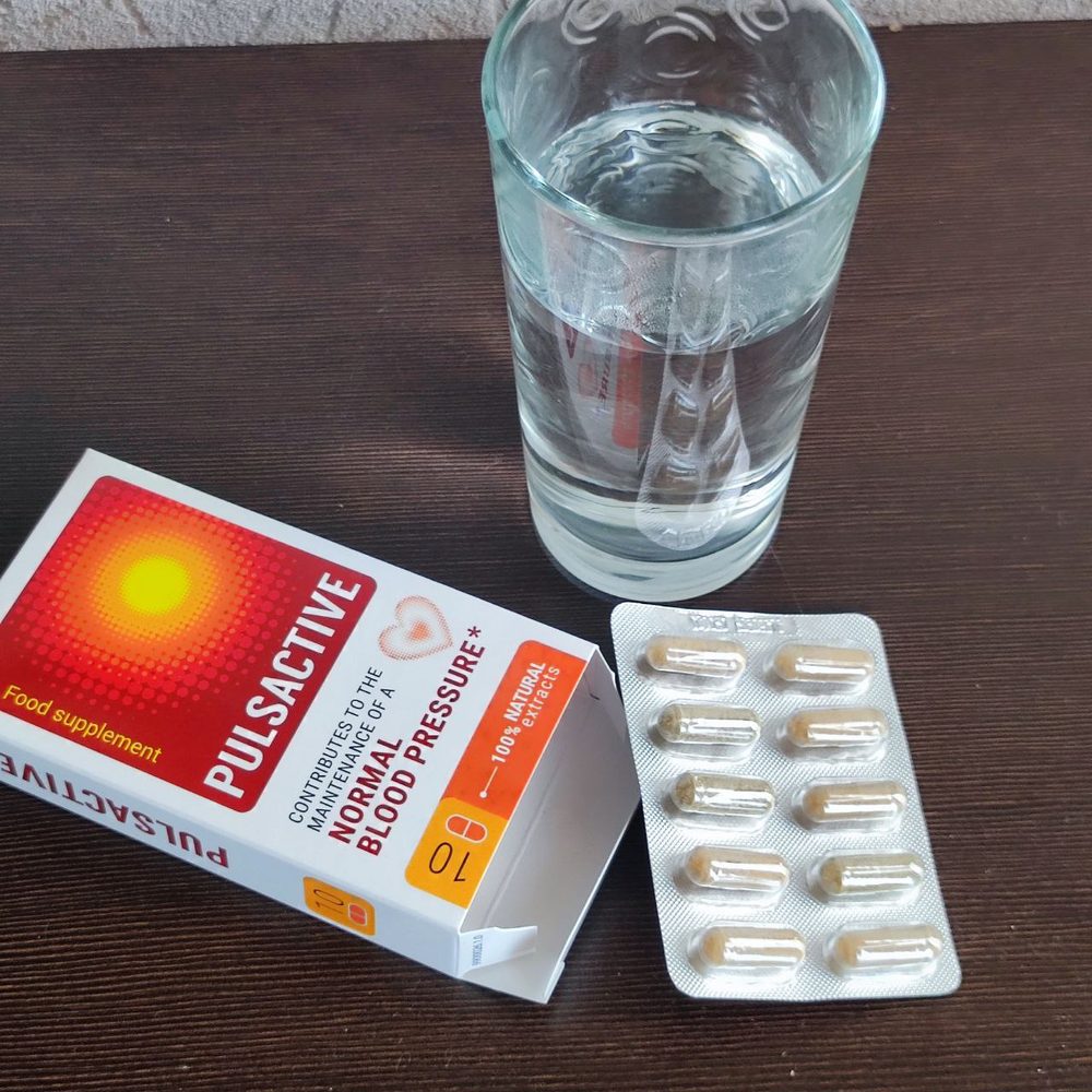 Етикет на гърба на кутията Pulsactive със състава